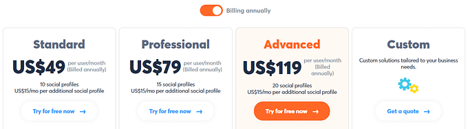AgoraPulse Billing Annually Pricing