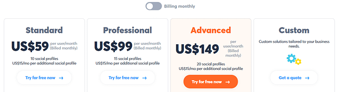 AgoraPulse Billing Monthly Pricing