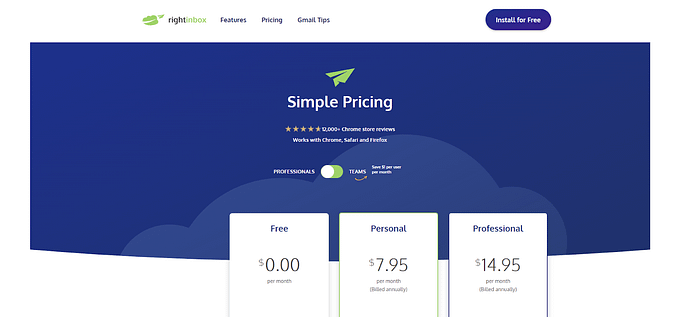 Free-Personal-Professional Pricing