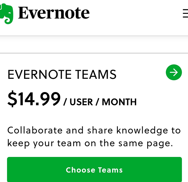 Evernote Terms Price